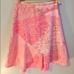 Anthropologie Odille Pink Floral Skirt